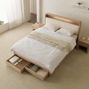 소아르 수납 서랍 패브릭 호텔침대 템바보드 침대프레임 LED조명 슈퍼싱글, 높이 25cm