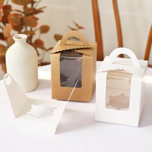 머핀 선물 상자 투명창 고급 답례품 포장 종이 컵케이크 미니 손잡이 디저트 박스
