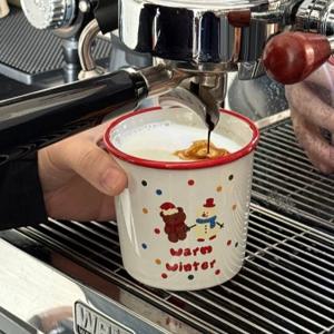 포근한 눈사람 베어 머그잔 홈카페 레드링 머그컵 크리스마스 생일 집들이 선물 포장박스 포함