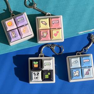 픽셀 아트 게임 키캡 4구 네모 키링 키보드 호환 가방 에어팟 꾸미기 커플 피젯토이