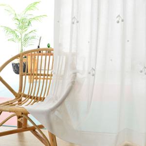 체리 폼폼 키즈자수 속커튼 화이트 린넨커튼 맞춤제작 이음선없는 차르르 나비주름 커튼