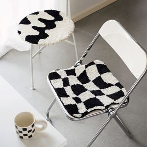 체커보드 논슬립 방석 4type 미니 러그 체크 의자방석 원형 사각형 식탁의자