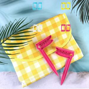 해변 모래 피크닉 잔디 돗자리 캠핑 깔개 매트 고정 못 핀 클립 4p