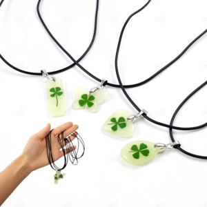 행운 열쇠고리 펜던트 커플 우정 액세서리 네잎 클로버 야광 목걸이
