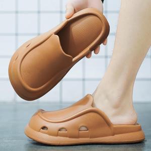 스퀘어 클로그 방수 슬리퍼 - 카멜 5size