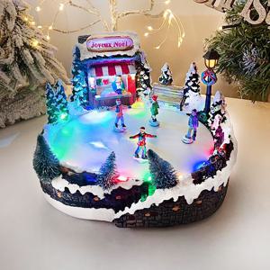 스케이트장 소사이즈 오르골 움직이는장식 뮤직박스 크리스마스장식 하우스 성탄절선물