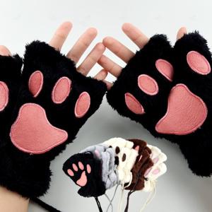 손가락 없는 고양이 장갑 핸드워머 겨울 밍크 털장갑 키보드 반장갑