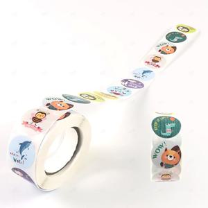 유치원 귀여운 캐릭터 영어 문구 잘했어요 동그라미 칭찬 롤 스티커