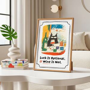 강아지 고양이 일러스트 캔버스 포스터 12종/04.I Love Wine