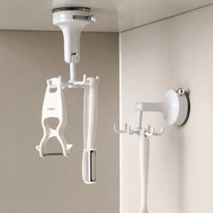 욕실 주방 소품 조리도구 수납 고리 천장 벽 부착 흡착식 회전 6구 천정 후크 걸이