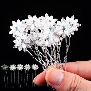 머리핀 결혼식 신부 헤어 액세서리 플라워 업스타일 뒤꽂이핀 5개