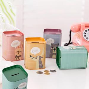 틴케이스 애니멀 미니 사각 동전 보관 뚜껑 오픈 저금통 인테리어