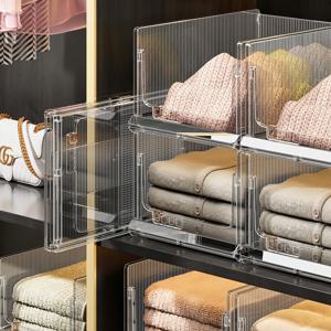 오픈형 폴딩 슬라이딩 리빙박스 투명 정리함 옷 보관함 옷장 수납함 대형