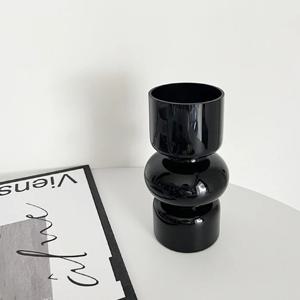블랙 화병 유니크 인테리어 오브제 유리 화병 소품 글라스 꽃병
