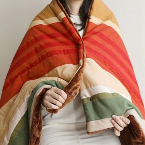 면 벨보아 패딩 스냅 블랭킷 샌드모스