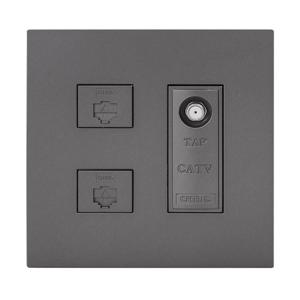 제일전기 하네스 다크그레이 복합 CATV2방+8p 2구 (2개용)