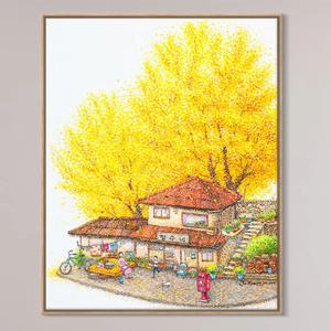 조경주작가 인테리어 캔버스 풍경화 그림 액자 _ 은행나무길철수네집