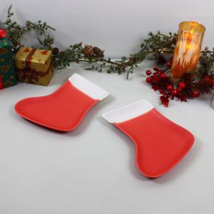 크리스마스 홈파티식기 도자기 플레이트 산타의 양말접시