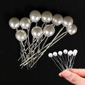 한복비녀 웨딩 업스타일 진주 집게 헤어핀 펄화이트 뒤꽂이핀 20개