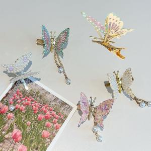 무대 공연 헤어 스타일링 머리 장식 움직이는 나비 헤어핀 집게핀 클립