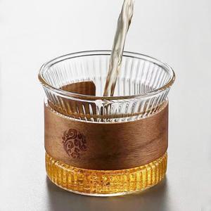 호두나무 홀더 내열유리 플리츠 찻잔 170ml