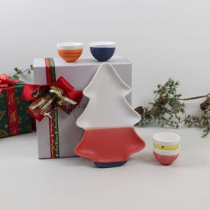 소주잔/사케잔+안주접시 세트 크리스마스 선물 도자기 트리접시&술잔세트
