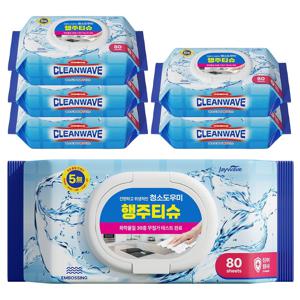 크린웨이브 청소도우미 행주티슈 뽑아쓰는 일회용 주방행주 물티슈 80매 10팩
