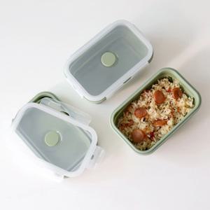 실리콘 폴딩 반찬용기 접이식 도시락 런치박스 올리브 500ml