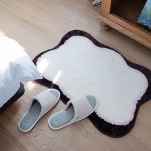 웨이브 도어 화장실 주방 욕실 발매트 러그 브라운&핑크 (50x70)