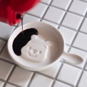 귀여운 화이트 도자기 소스볼 종지 미니 접시 푸우(손잡이)