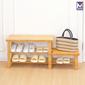 샐리 원목 벤치 신발장 현관 정리대 수납장 2단 신발 선반 의자 슈즈렉 신발정리대 벤치형