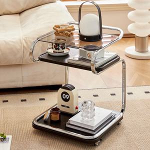 [해외] 엔틱 웨이브 우드 다용도 이동식 사이드 테이블