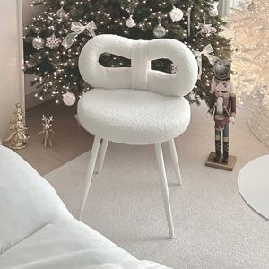 [리퍼] 르올 리본 등받이 패브릭 의자 스툴 화장대 의자 (S급)