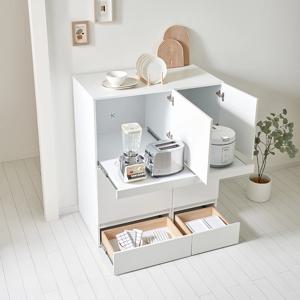 올인 도어 속깊은 600 3단 밥솥장 광파오븐 렌지대 주방 수납장 white