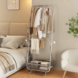 미드센츄리 트롤리행거 이동식 더블행거 바스켓 카트 옷걸이 수납선반