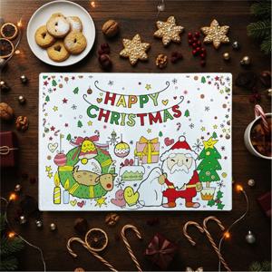 즐거운 크리스마스 홈파티 답례품 항균 플레이팅 강화 유리 도마(소/대)