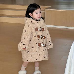 도트 뽀글이 롱 코트 R15913