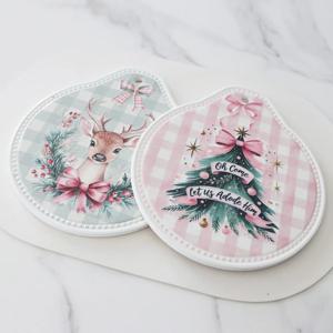 핑크트리 사슴 크리스마스 냄비받침 2type