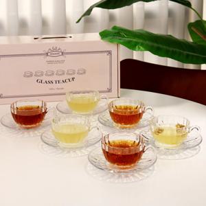 아폴론 투명 티컵 소서 세트 6P