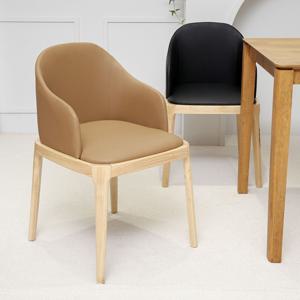 [리퍼] 파인 가죽 원목 다이닝체어 카페 디자인 식탁의자 2colors