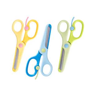 어린이용 파스텔 델리 반자동 가위 안전보호 플라스틱 칼날