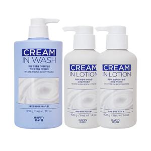 크림인 로션 화이트머스크 바디워시 900g + 바디로션 400g x2