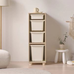 나다운 E0목재 LPM 18T 속깊은 원목발 1칸4단 바구니수납장