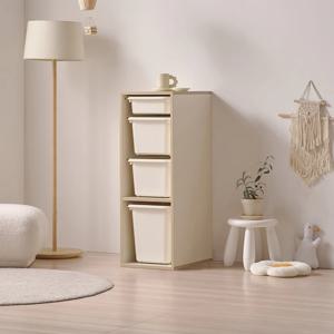 나다운 E0목재 LPM 18T 속깊은 1칸4단 바구니수납장 다용도수납장