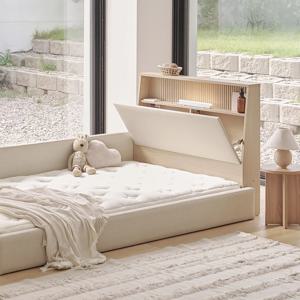 슬림업 LED 수납 패브릭 가죽 저상형 침대 밸런스 SS/Q