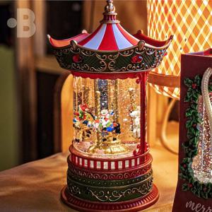 자동회전 환상의 회전목마 퍼레이드 크리스마스 오르골 캐롤 8곡 스노우볼 무드등 특별한 선물