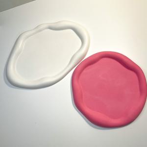 점토스타일 구름 웨이브 비정형 트레이 석고 오브제