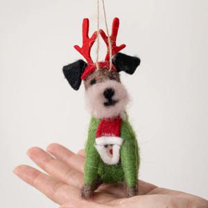 산타스웨터 슈나우저 양모 울 인형 오너먼트 크리스마스 장식 데코 소품