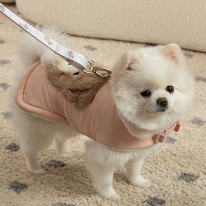 강아지 겨울 패딩 하네스옷 테디 포켓 망토 핑크 (B097_PK)