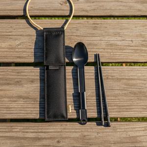 블랙티타늄 캠핑 백패킹 수저 세트 숟가락 젇가락 파우치 포함